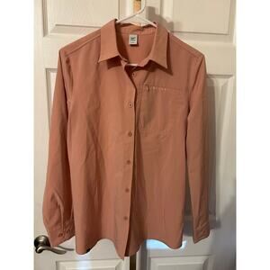 Wolsey Pink Button Down Long Sleeve Golf Shirt, Size Medium